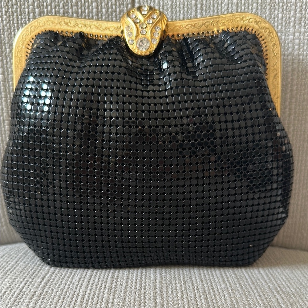 Black and Gold Mesh Evening Bag
